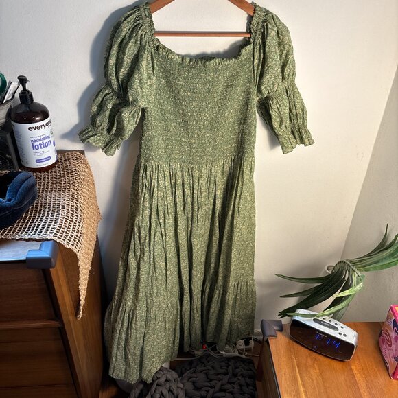 Dôen Colette Dress in Green Garden Bloom Size L - Picture 3 of 16